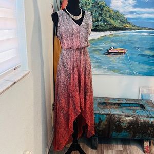 GUESS, Cactus Flower Lizard Ombre Maxi Dress, Size Medium